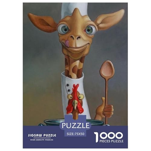 1000-teiliges künstlerisches Giraffen-Puzzle für Erwachsene, Puzzle, Erwachsenen-Puzzle, Heimdekoration, Puzzle-Spielzeug, 1000-teilig (75 x 50 cm) von aaaaab