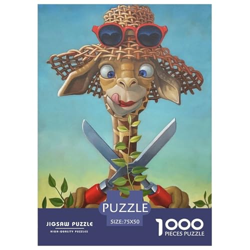 1000-teiliges künstlerisches Giraffen-Puzzle für Erwachsene, Puzzle, Erwachsenen-Puzzle, Heimdekoration, Puzzle-Spielzeug, 1000-teilig (75 x 50 cm) von aaaaab