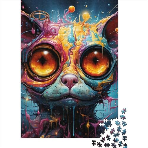 1000-teiliges psychedelisches Tier-Lemur-Puzzle für Erwachsene, Japanisches Anime-Puzzle, Holzbrett-Puzzle, Familien-Puzzlespiel, Stressabbau-Puzzles für Erwachsene, 1000 Stück (75 x 50 cm) von aaaaab