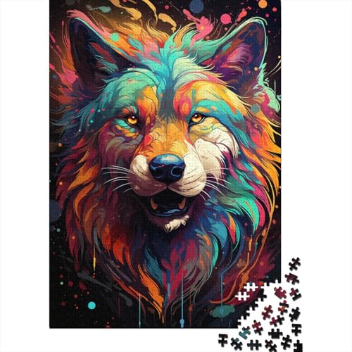 300 Teile Die farbenfrohe Psychedelia von Space Wolf 300-teiliges kreatives, schwieriges Puzzlespiel aus Holz zum Stressabbau f300 Teile (40 x 28 cm von aaaaab