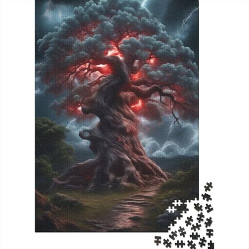 300 kreative quadratische Puzzles mit künstlerischem Fantasiebaum für Erwachsene, Holzpuzzles, einzigartige Herausforderungsspiele, 300 Teile (40 x 28 cm) von aaaaab