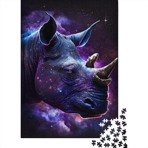 300-teiliges Galaxie-Nashorn-Puzzle, kreatives rechteckiges Kinderpuzzle für Erwachsene, große Puzzles für das Familienlernspiel, 300 Stück (40 x 28 cm) von aaaaab