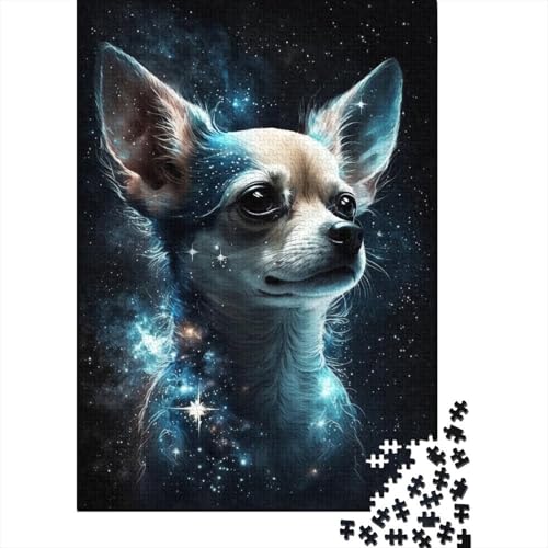 300-teiliges Galaxy-Puzzle mit Buntem Chihuahua, kreatives rechteckiges Kinderpuzzle für Erwachsene, große Puzzles für das Familienlernspiel, 300 Stück (40 x 28 cm) von aaaaab