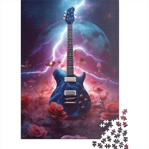 300-teiliges Lightning Space Guitar-Puzzle für Erwachsene, 300-teiliges Puzzle aus Holz, kreatives Puzzle, schwieriges Puzzlespiel zum Stressabbau, unmögliches Puzzle für Teenager(40 x 28 cm) von aaaaab