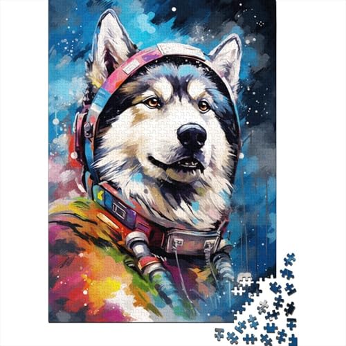 300-teiliges Puzzle, Astronauten-Husky, kreatives quadratisches Puzzle für Erwachsene und Holzpuzzle, Spielzeug, Denkspiel, 300 Teile (40 x 28 cm) von aaaaab