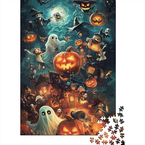 300-teiliges Puzzle, Halloween-Collage, quadratische Puzzles für Kinder und Holzpuzzles, Lernspielzeug, Familienspiele, 300 Teile (40 x 28 cm) von aaaaab