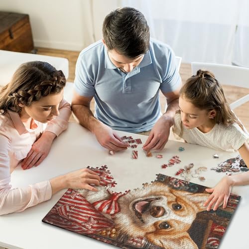 300-teiliges Puzzle, Weihnachts-Corgi, kreatives quadratisches Puzzle für Kinder und Holzpuzzle, Lernspielzeug, 300 Teile (40 x 28 cm) von aaaaab