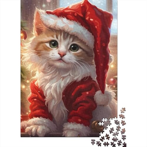 300-teiliges Puzzle, Weihnachts-Puzzle mit süßer Katze, Holzpuzzle, Lernspiel für Erwachsene, 300 Teile (40 x 28 cm) von aaaaab