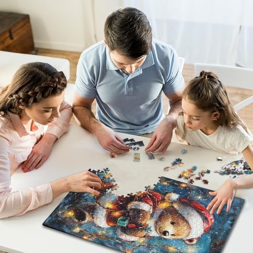 300-teiliges Puzzle, Weihnachtsbär-Puzzle für Kinder, Holzpuzzle, Lernspiele für Kinder und 300 Teile (40 x 28 cm) von aaaaab