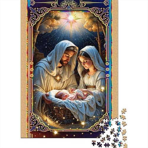 300-teiliges Puzzle, Weihnachtszauber, Weihnachtskrippe, Holzpuzzle, Familienaktivität, 300 Stück (40 x 28 cm) von aaaaab