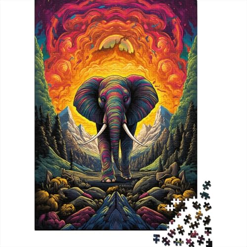 300-teiliges Puzzle, bunter Elefant, 17 Puzzle für Kinder, 300-teiliges Puzzle, 300-teiliges Puzzle als Geschenk für Freunde und Familie, 300 Teile (40 x 28 cm) von aaaaab