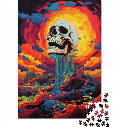 300-teiliges Puzzle, farbenfroher künstlerischer Totenkopf, kreatives quadratisches Puzzle für Erwachsene und Holzpuzzle, Spielzeug, Denkspiel, 300 Teile (40 x 28 cm) von aaaaab