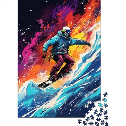 300-teiliges Puzzle, farbenfrohes Kunst-Skifahren, kreatives quadratisches Puzzle für Erwachsene und Holzpuzzle, Spielzeug, Denkspiel, 300 Teile (40 x 28 cm) von aaaaab