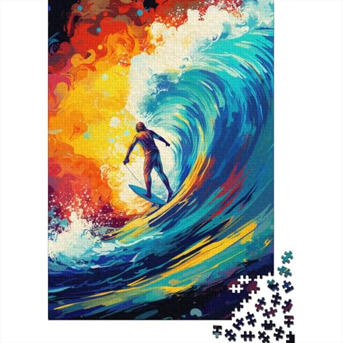 300-teiliges Puzzle, farbenfrohes Kunst-Surfen, kreatives quadratisches Puzzle für Erwachsene und Holzpuzzle, Spielzeug, Denkspiel, 300 Teile (40 x 28 cm) von aaaaab