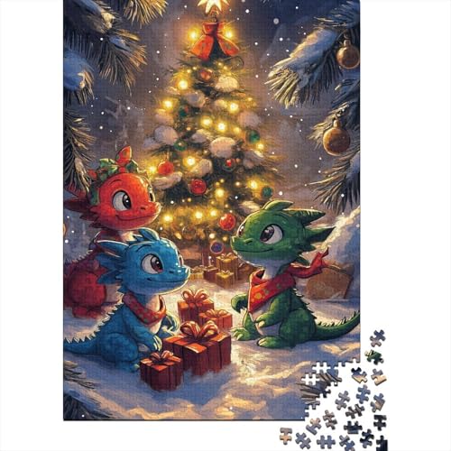 300-teiliges Puzzle, süße Drachen, kreatives quadratisches Puzzle für Kinder und Holzpuzzle, Spielzeug, Denkspiel, 300 Teile (40 x 28 cm) von aaaaab