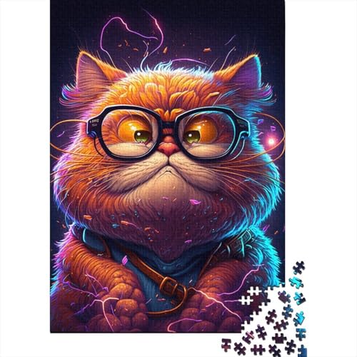 300-teiliges Puzzle „Cosmic Garfield mit Brille“ für Kinder, Erwachsene,großes Puzzle, Spielzeug, Geschenk, pädagogisches, intellektuelles, (40 x 28 cm) von aaaaab