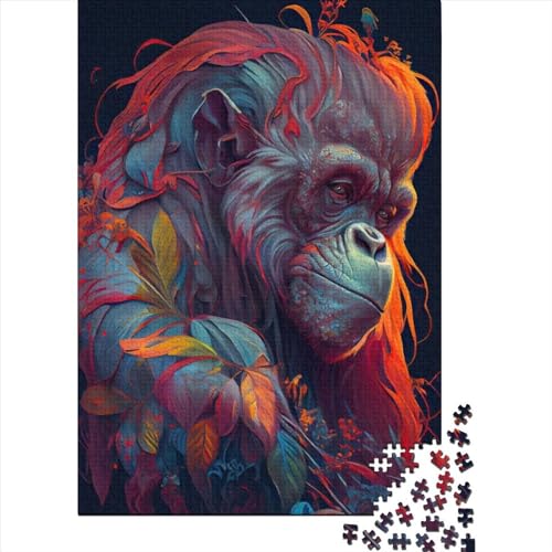 300-teiliges Puzzle „Der weise Urang Utan“ für Kinder, Holzpuzzles für Teenager, Geschenke zu Hause, einzigartige Dekoration, 300 Teile (40 x 28 cm) von aaaaab