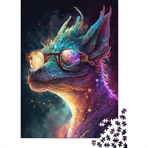 300-teiliges Puzzle „Kosmischer Drache trägt eine Brille“, Puzzle für Kinder, Spielzeug, Geschenke, Herausforderungsspiel, Puzzle, kreative Puzzles, Wanddekoration, 300 Stück (40 x 28 cm) von aaaaab