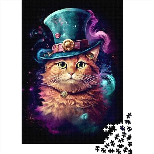 300-teiliges Puzzle „Magische Katze“, kreatives rechteckiges Kinderpuzzle für Erwachsene, große Puzzles für Familienlernspiele, 300 Stück (40 x 28 cm) von aaaaab