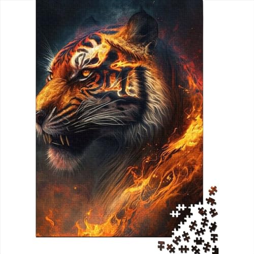 300-teiliges Puzzle „Tiger Fire 4“ für Erwachsene und Teenager, Lernspielzeug aus Holz, 300 Teile (40 x 28 cm) von aaaaab