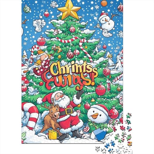 300-teiliges Puzzle „Weihnachtsmann, Frohe Weihnachten“, quadratisches Puzzle für Kinder und Holzpuzzle, Puzzle als Geschenk, 300 Teile (40 x 28 cm) von aaaaab