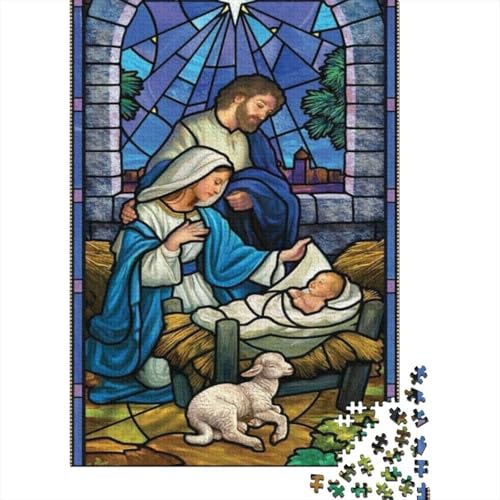 300-teiliges Puzzle „Weihnachtszauber, Krippe“, quadratische Puzzles für Kinder und Holzpuzzles für die ganze Familie, Aktivität 300 Teile (40 x 28 cm) von aaaaab