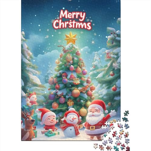 300-teiliges Puzzle Art Weihnachtsmann Kreatives quadratisches Puzzle für Kinder und Holzpuzzle Lernspielzeug 300 Teile (40 x 28 cm) von aaaaab