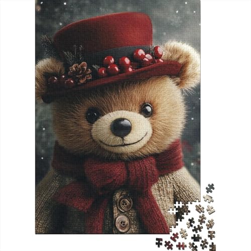 300-teiliges Puzzle Weihnachtsbär, kreatives quadratisches Puzzle für Kinder und Holzpuzzle, Lernspielzeug, 300 Teile (40 x 28 cm) von aaaaab