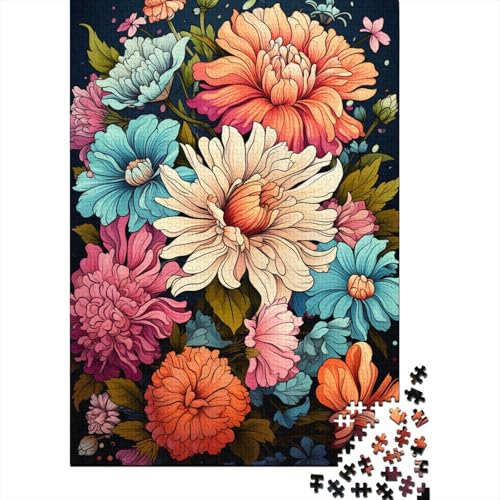 300-teiliges Puzzle für Kinder, 300-teiliges Puzzle, 300-teiliges buntes psychedelisches Blumenmeer, 300-teiliges Puzzlespiel, Geschenk für Kinder (40 x 28 cm) von aaaaab