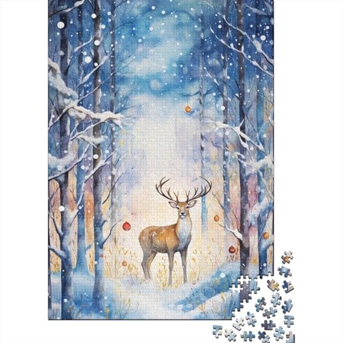 300-teiliges Puzzle für Kinder, Weihnachtsaquarellmalerei, kreative quadratische Puzzles für Kinder und Holzpuzzles, Lernspiel für Erwachsene (40 x 28 cm) von aaaaab