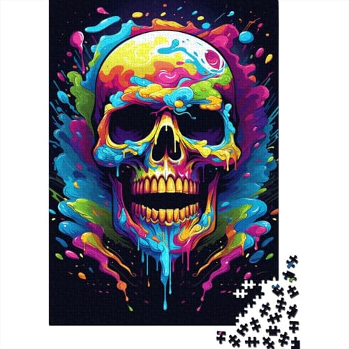 300-teiliges Puzzle für Kinder, bunter künstlerischer Totenkopf, 300 Puzzles für Teenager, Geschenk-Puzzles, Entspannungspuzzles, Teenager-Puzzle 300-teilig (40 x 28 cm) von aaaaab