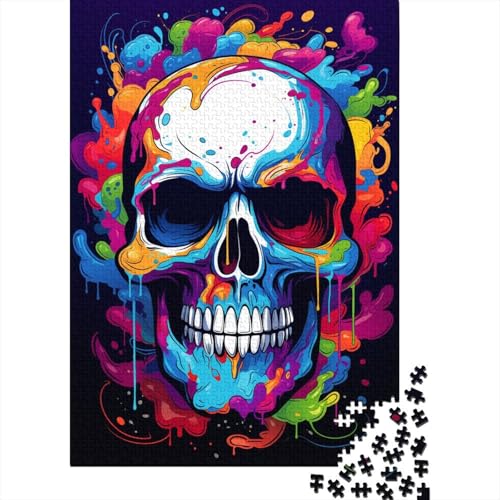 300-teiliges Puzzle für Kinder, bunter künstlerischer Totenkopf, 300 Puzzles für Teenager, Geschenk-Puzzles, Entspannungspuzzles, Teenager-Puzzle 300-teilig (40 x 28 cm) von aaaaab