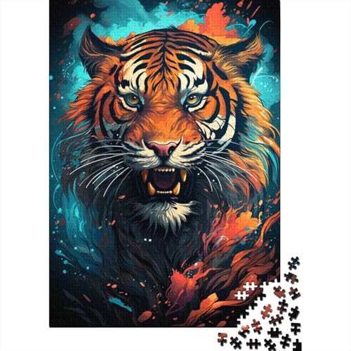 300-teiliges Puzzle für Kinder, wildes, farbenfrohes Tiger-Puzzle, Familien-Puzzlespiel zum Stressabbau, schwieriges Herausforderungspuzzle für Kinder, 300 Stück (40 x 28 cm) von aaaaab