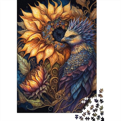 300-teiliges Puzzle mit Sonnenblumen und Vögeln für Kinder, Erwachsene, großes Puzzle, Spielzeug, Geschenk, pädagogisches, intellektuelles, (40 x 28 cm) von aaaaab