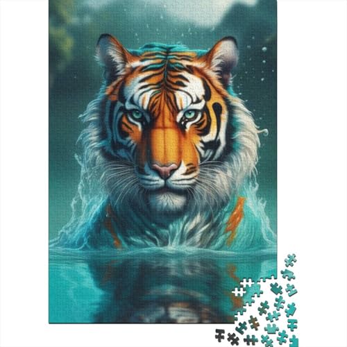 300-teiliges Puzzle mit Tierkunst und Tiger-Motiv, quadratisches Puzzle für Kinder und Holzpuzzle, Heimdekoration, Puzzle 300 Teile (40 x 28 cm) von aaaaab