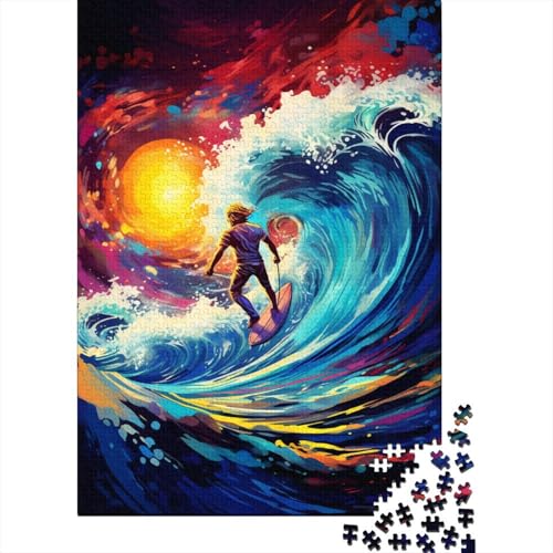 300-teiliges Puzzlespiel, farbenfrohes Kunst-Surf-Puzzle für Erwachsene, Holzpuzzle, Lernspiel, Herausforderungsspielzeug, 300 Stück (40 x 28 cm) von aaaaab