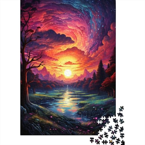 300-teiliges Puzzlespiel mit farbenfrohem und fantastischem Sonnenuntergangsspektakel. Kreative Holzpuzzles. Tolles Geburtstagsgeschenk für Kinder, Eltern und Freunde (40 x 28 cm). von aaaaab