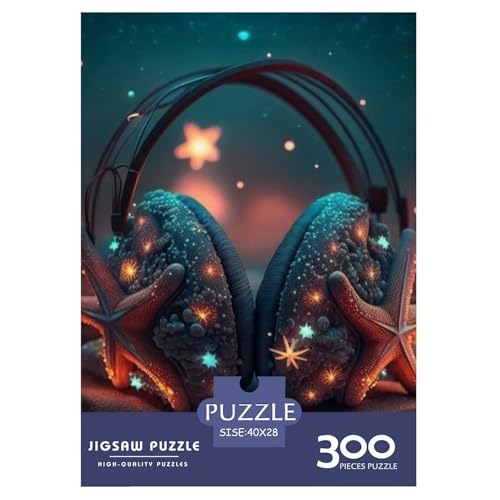 300-teiliges künstlerisches Kopfhörer-Puzzle für Erwachsene, schwieriges Holzpuzzle für Erwachsene, 300 Stück (40 x 28 cm) von aaaaab