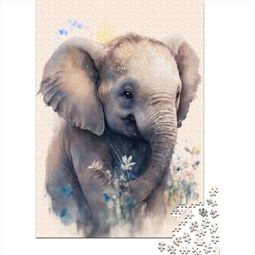 300-teiliges süßes Elefantenbaby-Puzzle für Erwachsene, Puzzle, Puzzle für Erwachsene, nachhaltiges Puzzle für Erwachsene, 300 Teile (40 x 28 cm) von aaaaab