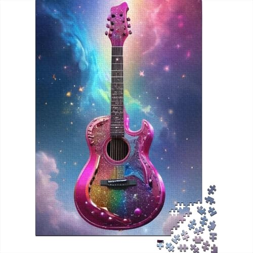 500 Art Guitar Kreatives quadratisches Puzzle für Erwachsene, Holzpuzzles Einzigartige Herausforderungsspiele 500 Teile (52 x 38 cm) von aaaaab