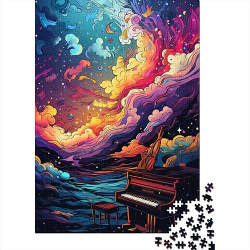 500 farbenfrohe, kreative quadratische Puzzles mit Klavierkunst für Erwachsene, Holzpuzzles, einzigartige Herausforderungsspiele, 500 Teile (52 x 38 cm) von aaaaab