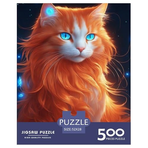 500-teiliges Art-Cat-Puzzle für Erwachsene und Teenager, Holzpuzzle für Familienspaß und Spieleabende, 500 Teile (52 x 38 cm) von aaaaab