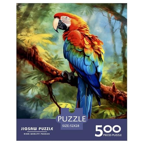 500-teiliges Art-Papagei-Puzzle für Erwachsene und Teenager, Holzpuzzle, 500 Teile (52 x 38 cm) von aaaaab