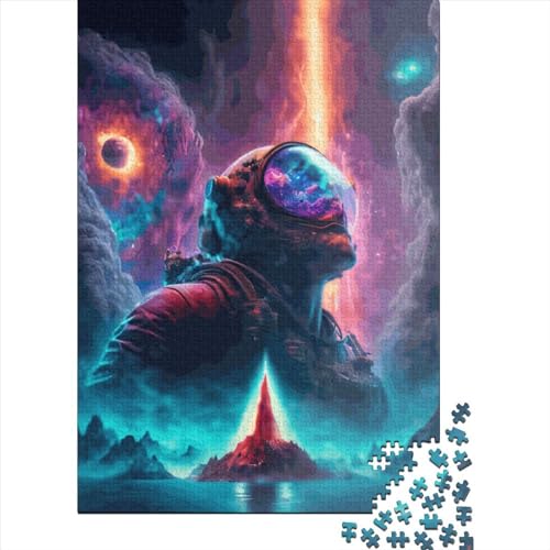 500-teiliges Astronauten-Puzzle, mystisches Puzzle für Erwachsene und Teenager, Holzpuzzle für Familienspaß und Spieleabend, 500 Teile (52 x 38 cm) von aaaaab