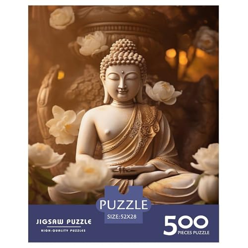 500-teiliges Buddha-Kunst-Puzzle für Erwachsene Teenager, Holzpuzzle, nachhaltiges Puzzle für Erwachsene | Spiele 500 Stück (52 x 38 cm) von aaaaab