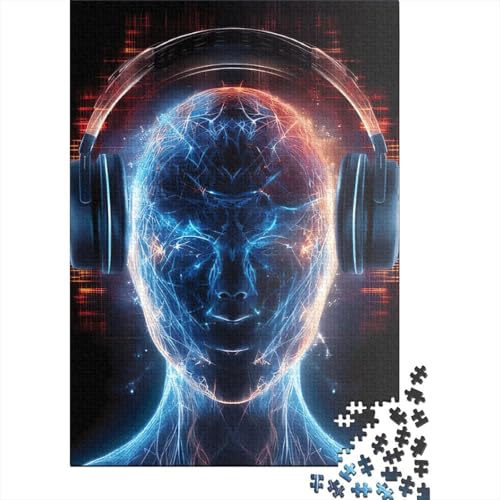 500-teiliges Cyber-Musik-Menschen-Puzzle für Erwachsene, kreatives Holzpuzzle, Teenager-Puzzle, Stressabbau, schwieriges Herausforderungspuzzle für Erwachsene und Teenager, 500 Stück (52 x 38 cm) von aaaaab