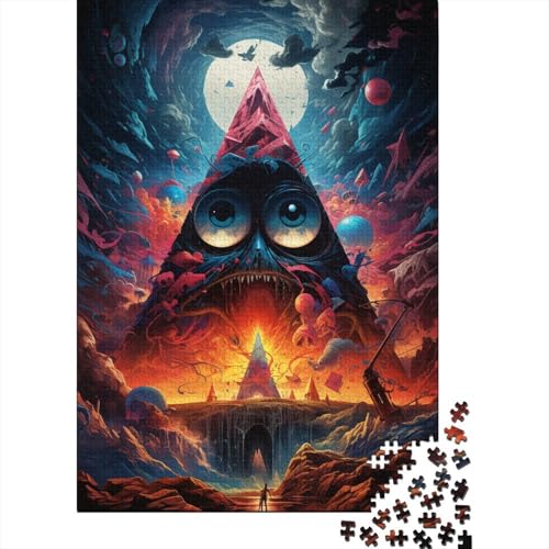 500-teiliges Dreieck-Pyramiden-Malerei-Kreatives quadratisches Puzzle für Teenager, Holzbrett-Puzzle, anspruchsvolles Spiel, 500 Teile (52 x 38 cm) von aaaaab