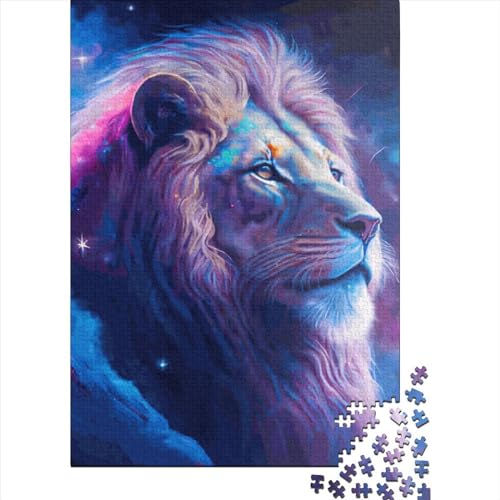 500-teiliges Löwen-Neon-Puzzle für Erwachsene und Teenager, Holzpuzzle für Familienspaß und Spieleabend, 500 Teile (52 x 38 cm) von aaaaab