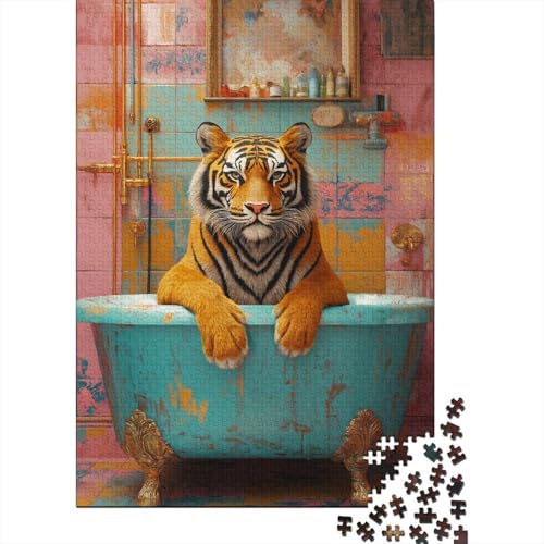 500-teiliges Puzzle, Art Tiger-Puzzles für Kinder und Holzpuzzles, Lernpuzzle, Familienspiel, 500 Teile (52 x 38 cm) von aaaaab