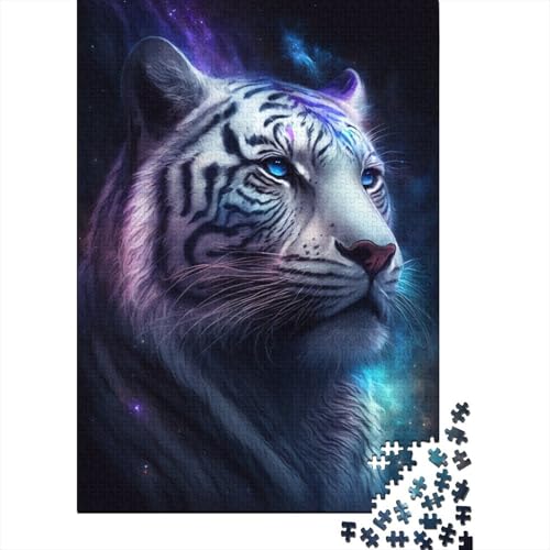 500-teiliges Puzzle, Art White Tiger Galaxy Puzzle für Erwachsene und Holzpuzzle für die ganze Familie, anspruchsvolle Spiele, 500 Teile (52 x 38 cm) von aaaaab